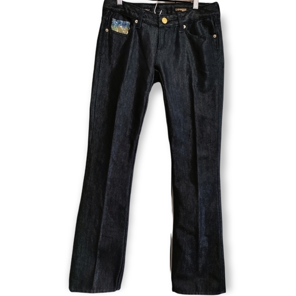 Express Stella Boot Leg Jeans Size 2 Shimmer and Embellished - Picture 2 of 10